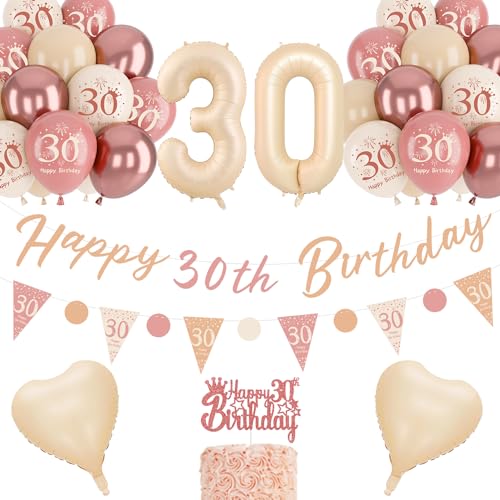 Deko 30 Geburtstag Frauen, Retro Blush Pink Ballons, 30. Geburtstag Banner, Einzigartige Dreieck Flagge Banner, luftballon 30, Rose Gold White Sand Nude Ballon-Set Deko 30 Geburtstag Frauen, Retro Blush Pink Ballons, 30. Geburtstag Banner, Einzigartige Dreieck Flagge Banner, luftballon 30, Rose Gold White Sand Nude Ballon-Set von NEUFOOD