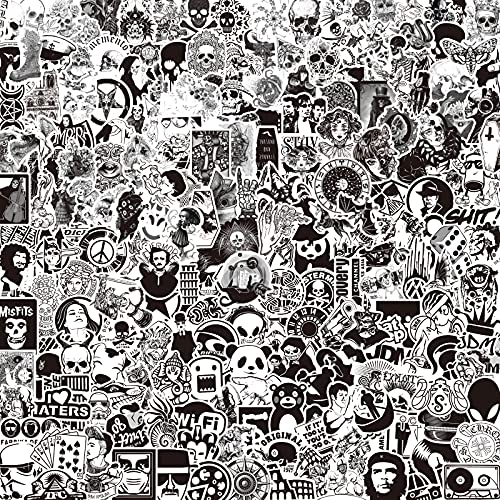 Aufkleber 220 Stück, Sticker Schwarz Weiß,Vinyl Wasserdichte Graffiti Aufkleber für Laptop Gepäck Skateboard, Auto, Fahrrad, Computer, Kinder von NEULEBEN