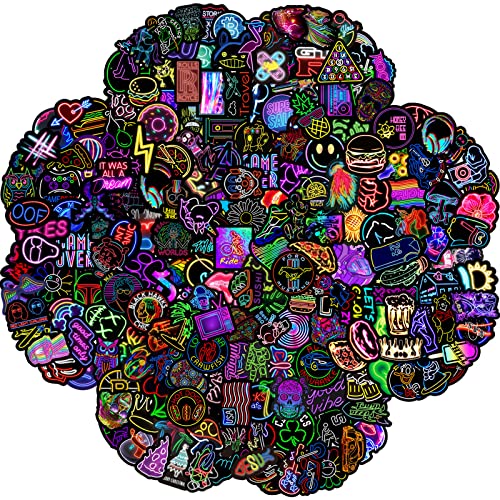 NEULEBEN Aufkleber Pack 200 Stück, Neon Graffiti Wasserdicht Vinyl Aufkleber für Laptop, Koffer, Gitarre, Gepäck, Fahrrad, für Kinder von NEULEBEN