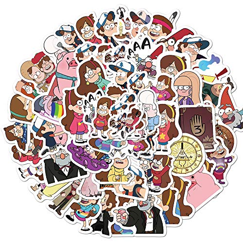 NEULEBEN Gravity Falls-Aufkleber, Cartoon-Thema, 50 Stück, Vinyl, wasserdicht, für Laptop, Gitarre, Gepäck, Skateboard, Kinder und Jugendliche NEULEBEN Gravity Falls-Aufkleber, Cartoon-Thema, 50 Stück, Vinyl, wasserdicht, für Laptop, Gitarre, Gepäck, Skateboard, Kinder und Jugendliche von NEULEBEN