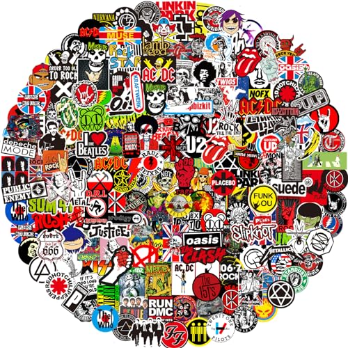 Rock Band Aufkleber, 200pcs Rock and Roll Sticker Pack, Waterproof Inspirational Stickers for Auto Motorräder Fahrrad Skateboard Snowboard Gepäck Laptop, Teens, Students Rock Band Aufkleber, 200pcs Rock and Roll Sticker Pack, Waterproof Inspirational Stickers for Auto Motorräder Fahrrad Skateboard Snowboard Gepäck Laptop, Teens, Students von NEULEBEN