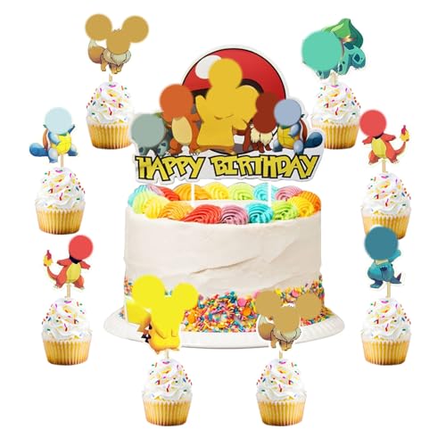 49 Tortendeko Geburtstag Kinder, Kuchen Deko, Happy Birthday Kuchendekoration + Cake Topper Cupcake + Tortenfiguren Kindergeburtstag, Tortendekoration Kinder für Jungen/Mädchen von NEUNEL