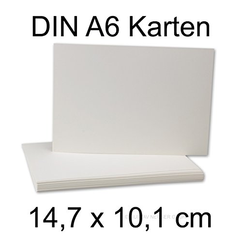 50 Stück DIN A6 Karten gebrochen Weiß - 147 x 101 mm - 220 g/m² von NEUSER KARTEN