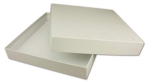NEUSER PAPIER 1x Quadratische Aufbewahrungs- und Geschenk-Schachtel in Grau - 24 x 24 x 4 cm - Stülp-Schachtel mit Deckel - Ideal als Fotobox und Geschenkbox von NEUSER PAPIER