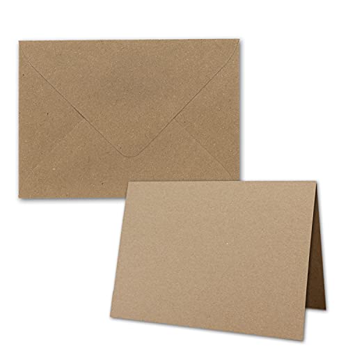 100x Faltkarten-Set inklusive Briefumschläge größer als DIN B6 - Übergröße - Kraftpapier Einladungs-Karten in Braun - Klappkarten mit Umschlägen 100x Faltkarten-Set inklusive Briefumschläge größer als DIN B6 - Übergröße - Kraftpapier Einladungs-Karten in Braun - Klappkarten mit Umschlägen von NEUSER PAPIER