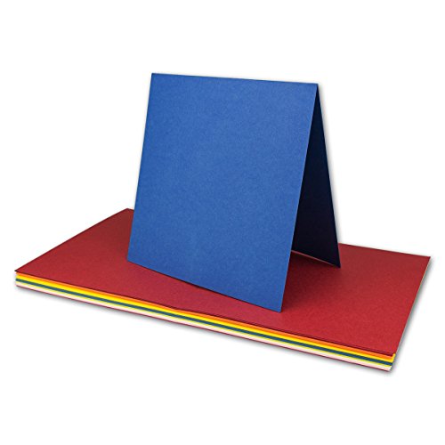 100x farbig gemischte Faltkarten - quadratisch - 15 x 15 cm - Farben-Mix - Verschiedene Ausführungen - Gustav NEUSER - Farbenfroh von NEUSER PAPIER