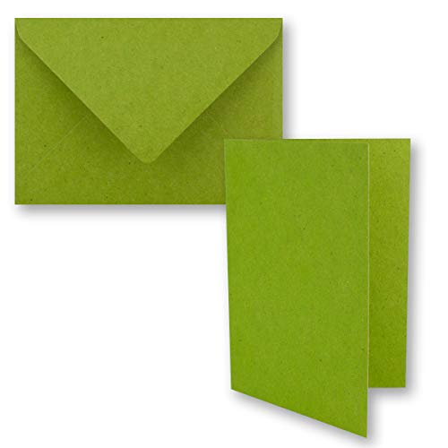10x Vintage Kraftpapier Faltkarten SET - hellgrün (grün) - mit Umschlägen DIN B6-12 x 16,9 cm - blanko Recycling Klappkarten - GUSTAV NEUSER von NEUSER PAPIER