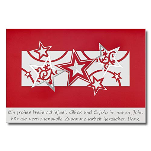 10x Weihnachtskarten DIN B6 mit weissen Briefumschlägen - 17 x 11 cm - Doppelkarten mit hochwertigem Offsetdruck und Folienprägung - Motiv "Sternregen" von NEUSER PAPIER