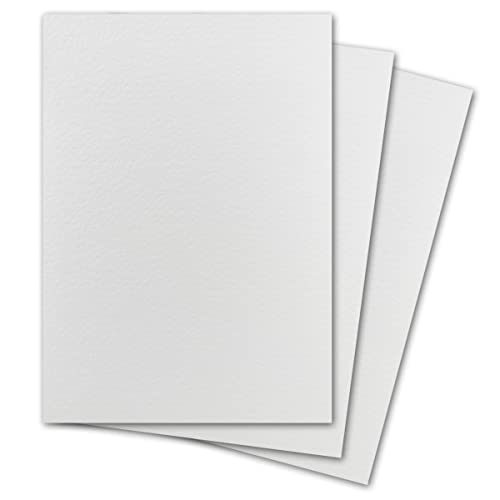 150 Stück DIN A5 Karton gehämmert - Farbe: Weiss - 14,8 x 21 cm - 250 Gramm pro m² - Einzelkarte ohne Falz - Ideal zum Basteln, Scrapbooking, Grußkarte von NEUSER PAPIER