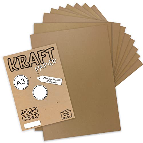 150x Vintage Kraftpapier DIN A3 410gr natur-braunes Recycling-Papier nachhaltig Bastel-Karton Künstler-Karton Künstler-Pappe Großbogen - UmWelt by GUSTAV NEUSER von NEUSER PAPIER