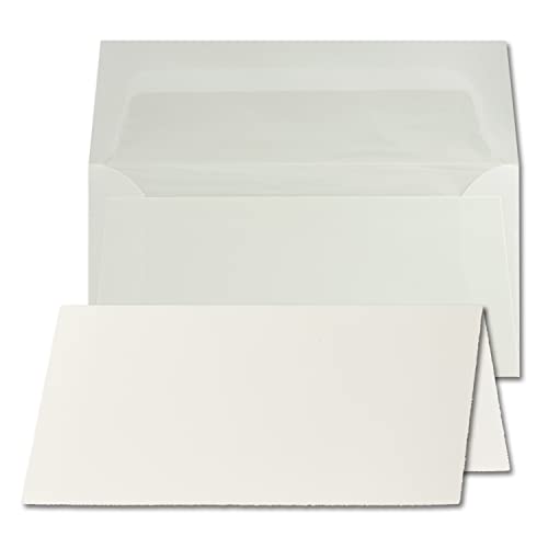 NEUSER PAPIER 15x DIN Lang Vintage Faltkarten Set mit Briefumschlägen, Büttenpapier, 100 x 210 mm - hoch-doppelt, Naturweiß - Vellum Oberfläche - Doppelkarten aus Büttenpapier NEUSER PAPIER 15x DIN Lang Vintage Faltkarten Set mit Briefumschlägen, Büttenpapier, 100 x 210 mm - hoch-doppelt, Naturweiß - Vellum Oberfläche - Doppelkarten aus Büttenpapier von NEUSER PAPIER