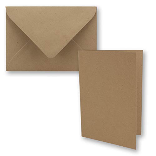 200x Vintage Kraftpapier Faltkarten SET - sandbraun (braun) - mit Umschlägen DIN B6-12 x 16,9 cm - blanko Recycling Klappkarten - GUSTAV NEUSER von NEUSER PAPIER