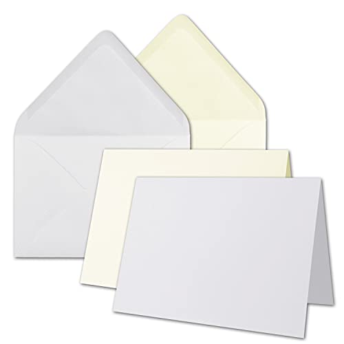 20x Faltkarten-Set inklusive Briefumschläge größer als DIN B6 - Übergröße - Weiß und Creme - Klappkarten mit Umschlägen 20x Faltkarten-Set inklusive Briefumschläge größer als DIN B6 - Übergröße - Weiß und Creme - Klappkarten mit Umschlägen von NEUSER PAPIER