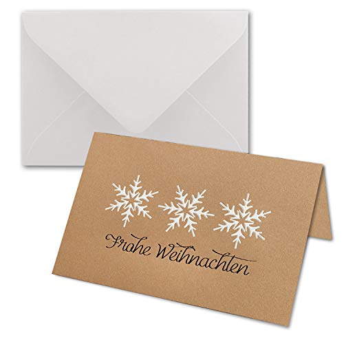 NEUSER PAPIER 25 Sets Weihnachtskarten DIN B6 ÖKO-Doppelkarten mit hochwertiger Blind- und Folienprägung - Schneeflocke - Inklusive Umschläge in Weiß - Format 17,0 x 11,5 cm B6 von NEUSER PAPIER