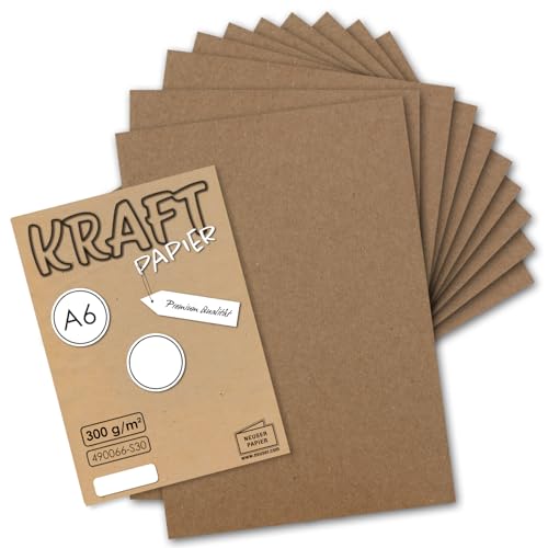 25x Kraftpapier braun Bastel- Bogen A6-105 x 148mm - Bastelpapier, Tonpapier, Buntpapier, Fotokarton, Postkarten aus Natur-Karton - 250 g/m² von NEUSER PAPIER