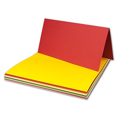 25x farbige Faltkarten farbig gemischt - DIN Lang - 21 x 10,5 cm - Farben-Mix - Verschiedene Ausführungen - Gustav NEUSER von NEUSER PAPIER