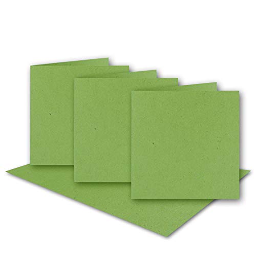 25x hellgrüne Vintage Kraftpapier Falt-Karten Quadratisch - 150 x 150 mm - 15 x 15 cm - Recycling 220 gr blanko Klapp-Karten nachhaltig - UmWelt by GUSTAV NEUSER von NEUSER PAPIER