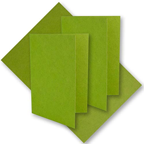 25x hellgrünes Vintage Kraftpapier Falt-Karten 210 x 148 mm - DIN A5 - Hell-Grün - Recycling - 220 g blanko Klapp-Karten - UmWelt by GUSTAV NEUSER von NEUSER PAPIER