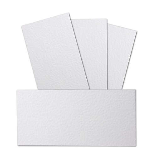 300 Stück DIN Lang Karton gehämmerte Struktur - Farbe: Weiss - 99 x 210 mm - 250 Gramm pro m² - Einzelkarte ohne Falz - Ideal zum Basteln, Scrapbooking, Grußkarte - GUSTAV NEUSER von NEUSER PAPIER