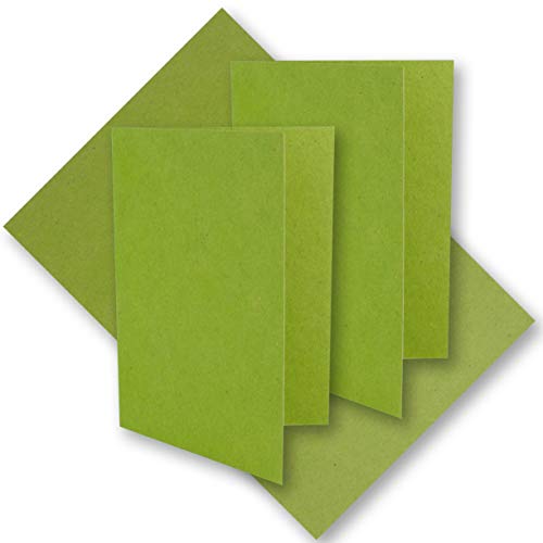 300x hellgrünes Vintage Kraftpapier Falt-Karten 105 x 148 mm - DIN A6 - Hell-Grün - Recycling - 220 g blanko Klapp-Karten - UmWelt by GUSTAV NEUSER von NEUSER PAPIER