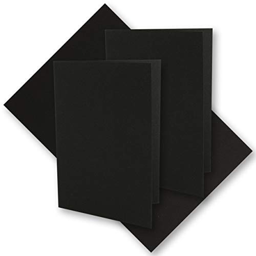 300x schwarzes Vintage Kraftpapier Falt-Karten 210 x 148 mm - DIN A5 - Schwarz - Recycling - 220 g blanko Klapp-Karten - UmWelt by GUSTAV NEUSER von NEUSER PAPIER