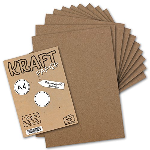 50 Blatt Vintage Kraftpapier DIN A4 120g braunes Recycling-Papier, komplett ökologischer Brief-Bogen - Briefpapier UmWelt by GUSTAV NEUSER von NEUSER PAPIER