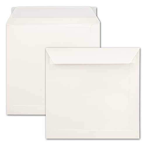 50 große quadratische Briefumschläge 22 x 22 cm - Creme - 120 Gramm pro m² - Für ganz besondere Anlässe - Haftklebung von NEUSER PAPIER