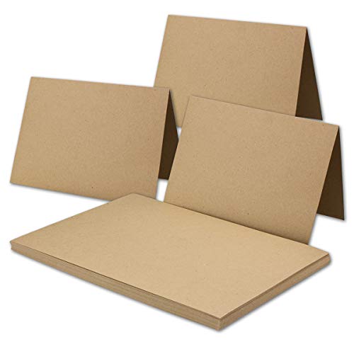 500x Vintage Kraftpapier Falt-Karten DIN B6-120 x 169 mm - sandbraun - Recycling - 300 g/m² blanko Klapp-Karten - NEUSER PAPIER von NEUSER PAPIER