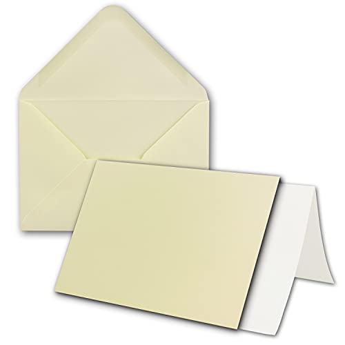 50x DIN A6 Faltkartenset mit Leinenprägung, cremefarben - 10,4 x 14,8 cm - mit Briefumschlägen & Einlegeblätter - Einladungskarten Bastelset hochwertiger Box - von GUSTAV NEUSER 50x DIN A6 Faltkartenset mit Leinenprägung, cremefarben - 10,4 x 14,8 cm - mit Briefumschlägen & Einlegeblätter - Einladungskarten Bastelset hochwertiger Box - von GUSTAV NEUSER von NEUSER PAPIER