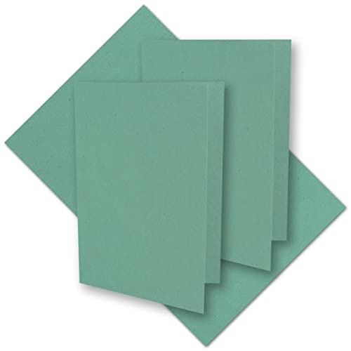 50x Eukalyptus-Grünes Vintage Kraftpapier Falt-Karten 105 x 148 mm - DIN A6 - Natur Eukalyptus-Grün - Recycling - 220 g blanko Klapp-Karten - UmWelt by GUSTAV NEUSER von NEUSER PAPIER