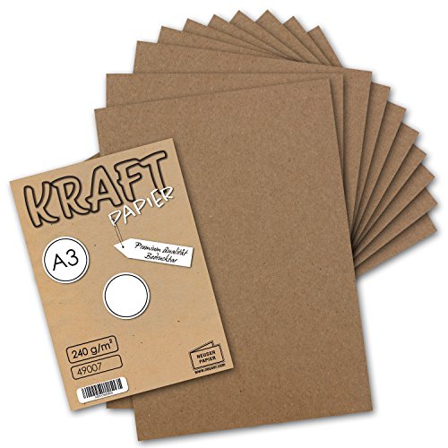 50x Vintage Kraftpapier DIN A3-29,7 x 42 cm - 240g - natur-brauner Recycling-Karton - nachhaltig ökologisch Bastel-Karton Einzel-Karte - UmWelt by GUSTAV NEUSER 50x Vintage Kraftpapier DIN A3-29,7 x 42 cm - 240g - natur-brauner Recycling-Karton - nachhaltig ökologisch Bastel-Karton Einzel-Karte - UmWelt by GUSTAV NEUSER von NEUSER PAPIER