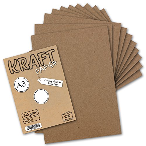 50x Vintage Kraftpapier DIN A3-29,7 x 42 cm - 240g - natur-brauner Recycling-Karton - nachhaltig ökologisch Bastel-Karton Einzel-Karte - UmWelt by GUSTAV NEUSER von NEUSER PAPIER