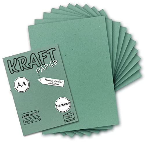 50x Vintage Kraftpapier in Eukalytpus-Grün - DIN A4 21 x 29,7 cm - 210 x 297 mm - 240 g/m² natur Recycling-Papier, ökologisch Bastel-Karton UmWelt by GUSTAV NEUSER 50x Vintage Kraftpapier in Eukalytpus-Grün - DIN A4 21 x 29,7 cm - 210 x 297 mm - 240 g/m² natur Recycling-Papier, ökologisch Bastel-Karton UmWelt by GUSTAV NEUSER von NEUSER PAPIER