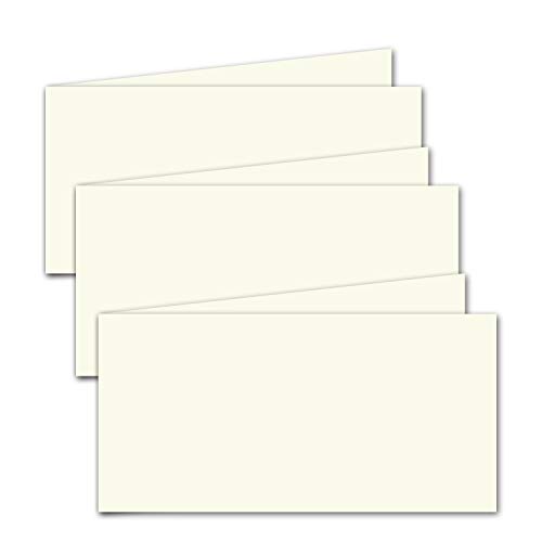 50x faltbares Einlege-Papier für DIN Lang Doppelkarten quer - Creme - 102 x 410 mm (102 x 205 mm gefaltet) - ideal zum Bedrucken mit Tinte und Laser - Mattes Papier von Gustav NEUSER von NEUSER PAPIER