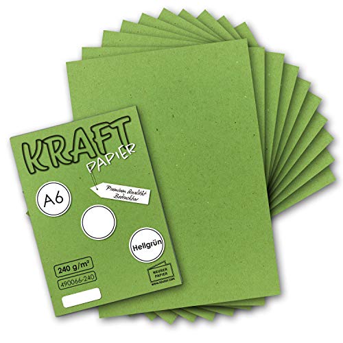 75x Kraftpapier hellgrün Bastel- Bogen A6-105 x 148mm - Bastelpapier, Tonpapier, Buntpapier, Fotokarton, Postkarten aus Natur-Karton - 240 g/m² von NEUSER PAPIER