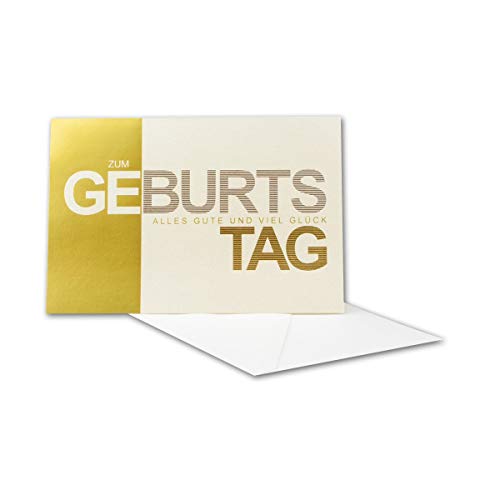 Geburtstagskarten Set 20 Stück mit Umschlag Weiß DIN B6 - Motiv Zum Geburtstag Gold - Goldene Folienprägung - Glückwunschkarte Geburtstag Klappkarte von NEUSER PAPIER