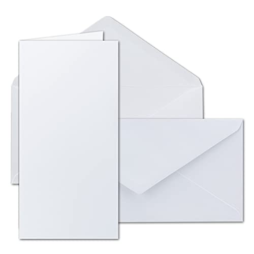 Kartenset inklusive Briefumschläge - 150er-Set - Blanko Einladungskarten in hochweiß - DIN Lang - 11 x 22 cm - Faltkarte/Klappkarte mit Umschlag - GUSTAV NEUSER von NEUSER PAPIER