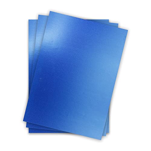 Metallic Papier DIN A4 21,0 x 29,7 cm - Blau Metallic - 15 Stück - glänzendes Bastelpapier 90 g/m² - Rückseite Weiß - Für Einladungen, Hochzeiten von NEUSER PAPIER
