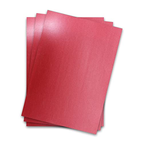 Metallic Papier DIN A4 21,0 x 29,7 cm - Dunkelrot Metallic - 15 Stück - glänzendes Bastelpapier 90 g/m² - Rückseite Weiß - Für Einladungen, Hochzeiten von NEUSER PAPIER