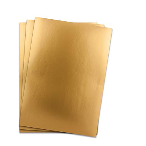 Metallic Papier DIN A4 21,0 x 29,7 cm - Gold Metallic - 100 Stück - glänzendes Bastelpapier 90 g/m² - Rückseite Weiß - Für Einladungen, Hochzeiten von NEUSER PAPIER