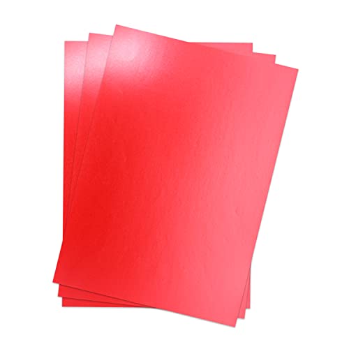 Metallic Papier DIN A4 21,0 x 29,7 cm - Rot Metallic - 100 Stück - glänzendes Bastelpapier 90 g/m² - Rückseite Weiß - Für Einladungen, Hochzeiten von NEUSER PAPIER