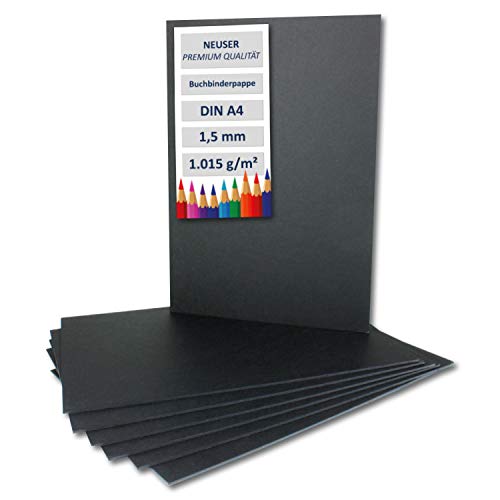NEUSER PAPIER 30x Buchbinderpappe DIN A4 in Schwarz, Stärke: 1,5 mm, Grammatur: 1.015 g/m² NEUSER PAPIER 30x Buchbinderpappe DIN A4 in Schwarz, Stärke: 1,5 mm, Grammatur: 1.015 g/m² von NEUSER PAPIER