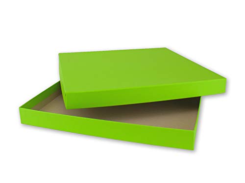 NEUSER PAPIER 4X Quadratische Aufbewahrungs- und Geschenk-Schachtel in Hellgrün (Grün) - 24 x 24 x 2,3 cm - Stülp-Schachtel mit Deckel - Ideal als Fotobox und Geschenkbox von NEUSER PAPIER