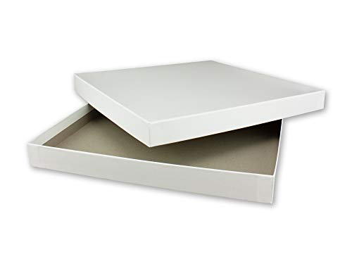 NEUSER PAPIER 4X Quadratische Aufbewahrungs- und Geschenk-Schachtel in Hochweiß (Weiß) - 24 x 24 x 2,3 cm - Stülp-Schachtel mit Deckel - Ideal als Fotobox und Geschenkbox von NEUSER PAPIER