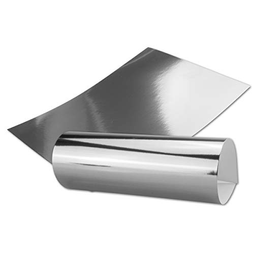 Silber Metall Spiegel Papier - 10er-Set - spiegelnd Silber - Rückseite Weiß - DIN A4 21,0 x 29,5 cm -Ideal zum Basteln und Selbstgestalten von NEUSER PAPIER