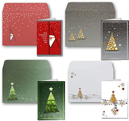 NEUSER PAPIER Weihnachtskarten - 100er Set mit Umschlägen- DIN A6/C6 - Klappkarten für Weihnachtsgrüße - 100 Stück - Frohe Weihnachten von NEUSER PAPIER