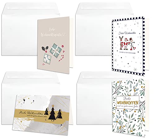 NEUSER PAPIER Weihnachtskarten - 100er Set mit Umschlägen- DIN A6/C6 - Klappkarten für Weihnachtsgrüße - 100 Stück - Frohe Weihnachten von NEUSER PAPIER
