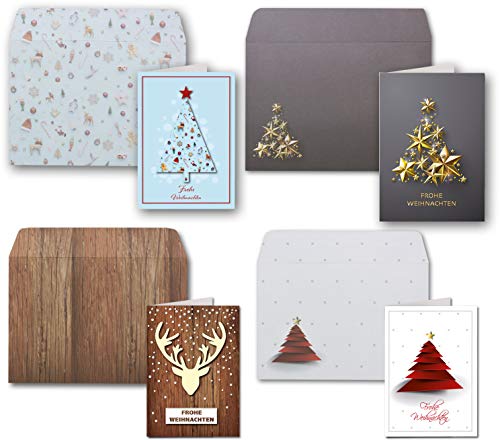 Weihnachtskarten - 100er Set mit Umschlägen- DIN A6/C6 - Klappkarten für Weihnachtsgrüße - 100 Stück - Frohe Weihnachten von NEUSER PAPIER