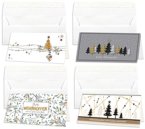 NEUSER PAPIER Weihnachtskarten - 100er Set mit Umschlägen- DIN Lang - Klappkarten für Weihnachtsgrüße - 100 Stück - Frohe Weihnachten von NEUSER PAPIER