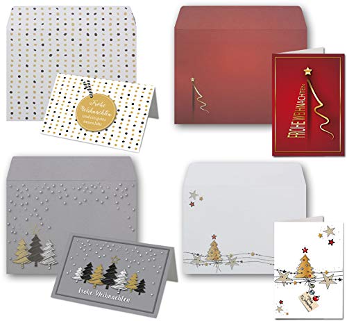 Weihnachtskarten - 40er Set mit Umschlägen- DIN A6/C6 - Klappkarten für Weihnachtsgrüße - 40 Stück - Frohe Weihnachten von NEUSER PAPIER